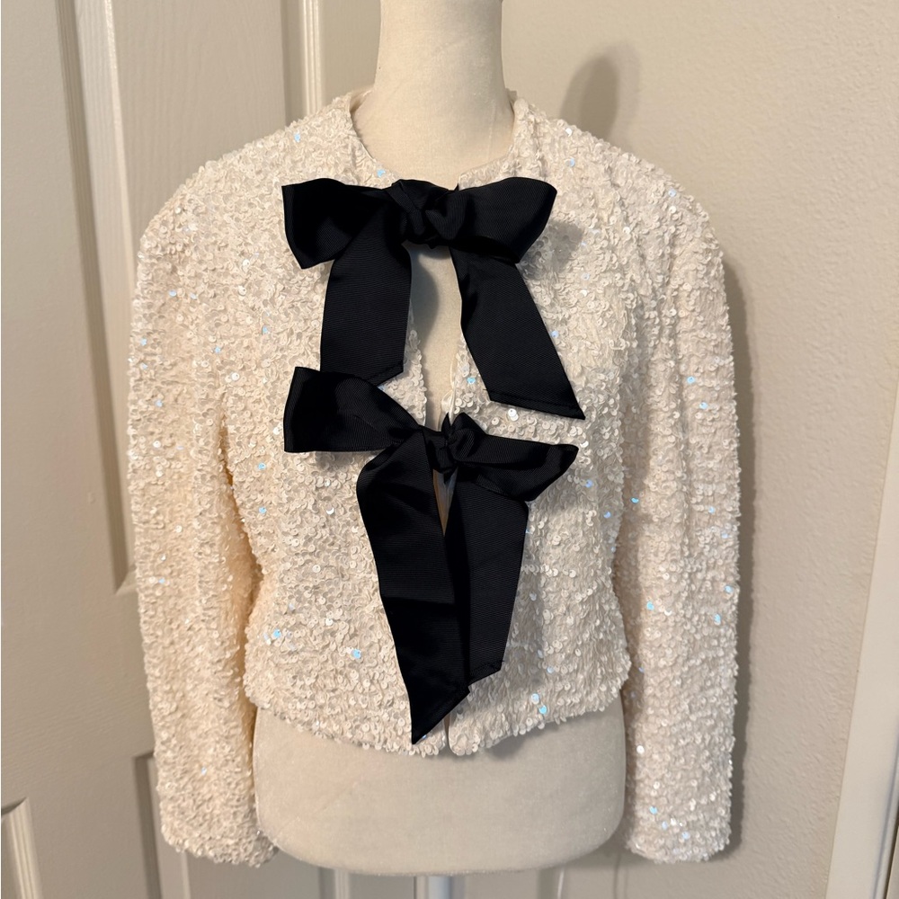 H&M Sequin Jacket with Black Bows